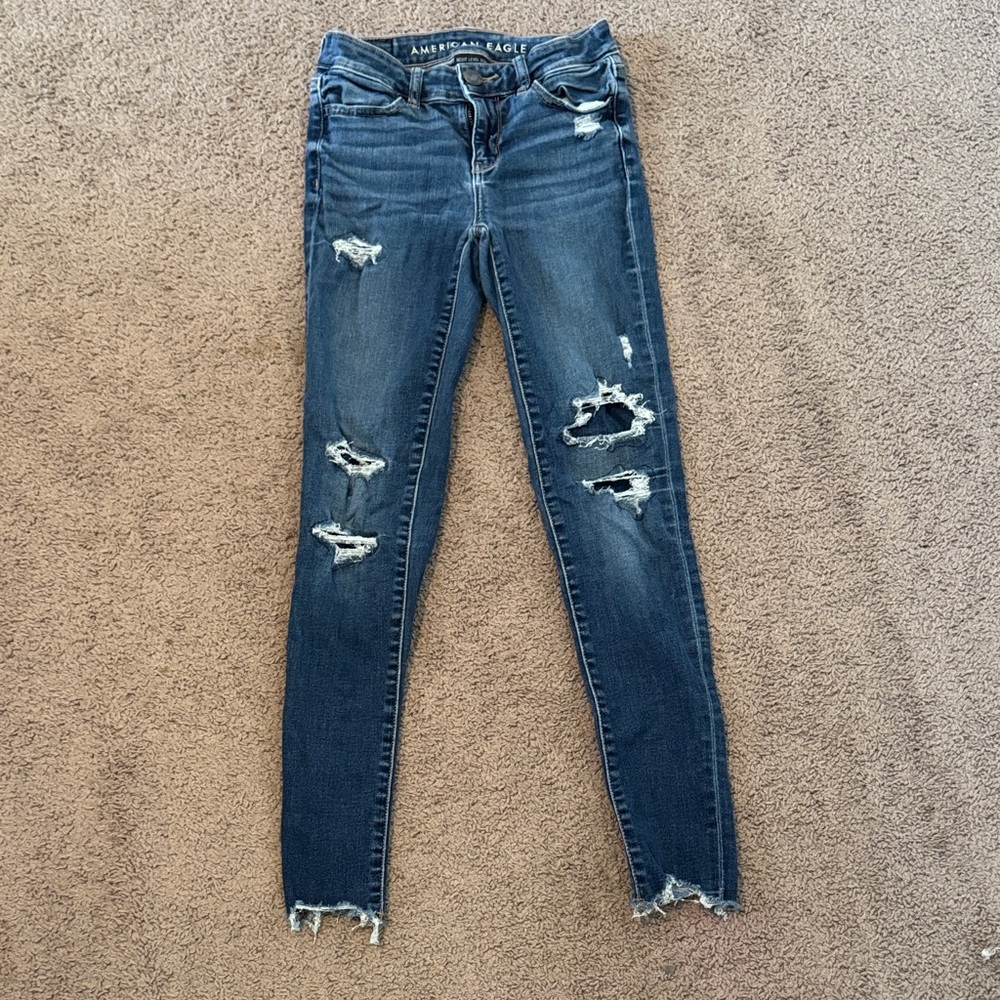 American Eagle Outfitters Women's Distressed Blue Skinny Jeans